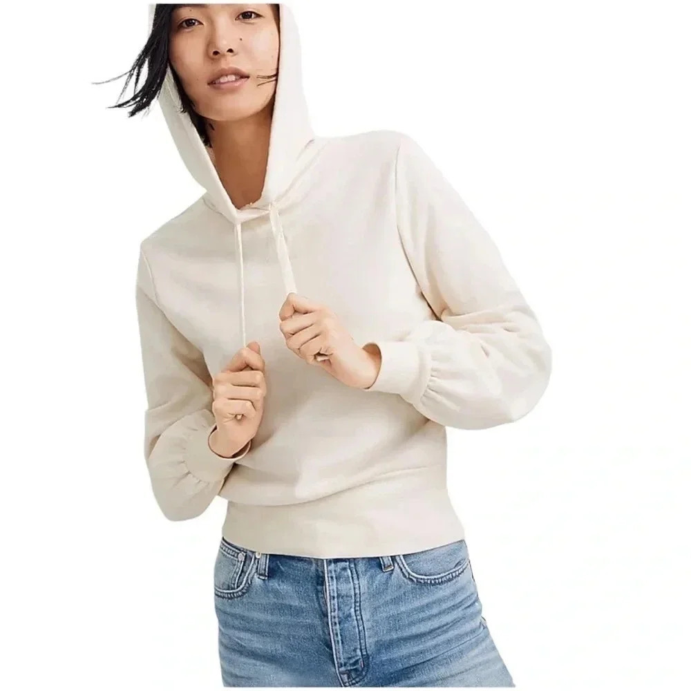 MADEWELL | Bubble-Sleeve Hoodie Crop Sweatshirt Size XXS